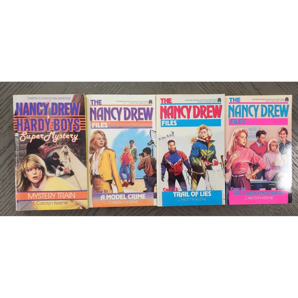 Nancy Drew Hardy Boys Book Lot 4 Mystery Train Files Case 51 53 66 Carolyn Keene